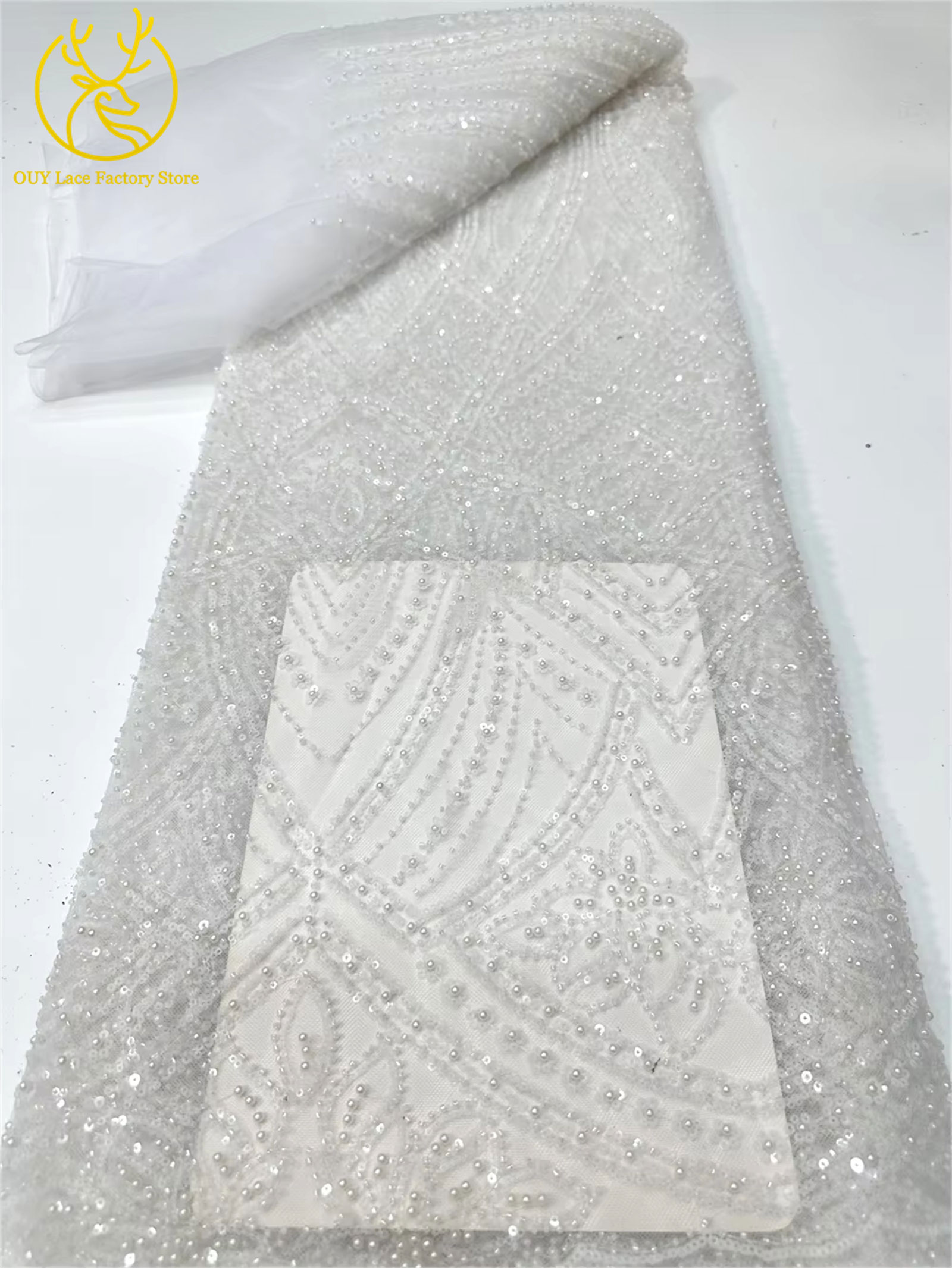 African Gold Beaded Lace Fabri - Glitter Tablecloth のレビューと価格