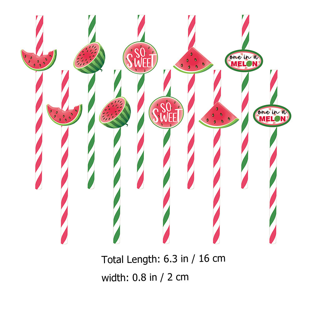 40Pcs Watermelon Disposable Pa - Paper Straw Color のレビューと価格