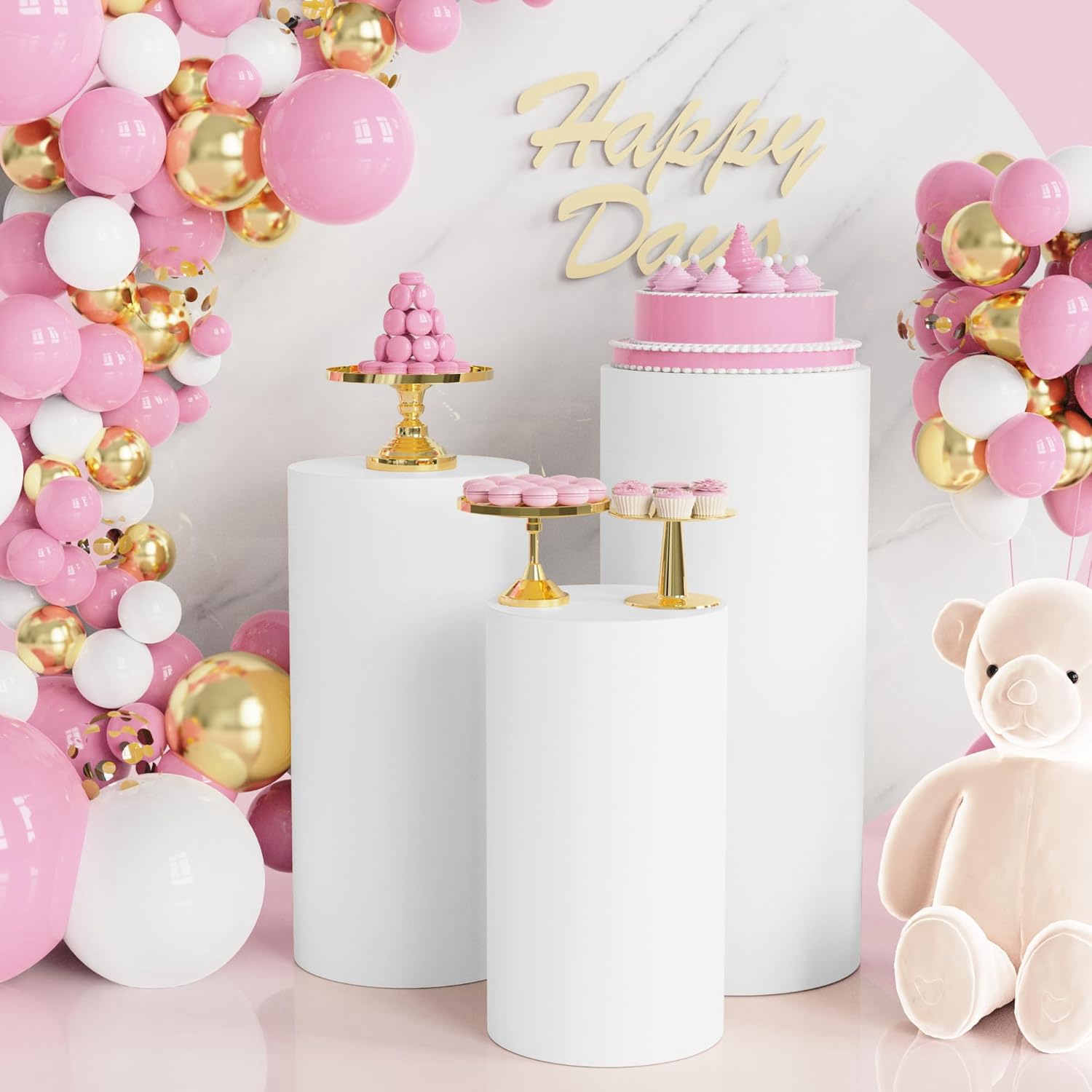 Yeele 1PCS/3PCS/5PCS White Cyl - Dessert Table Backdrop のレビューと価格