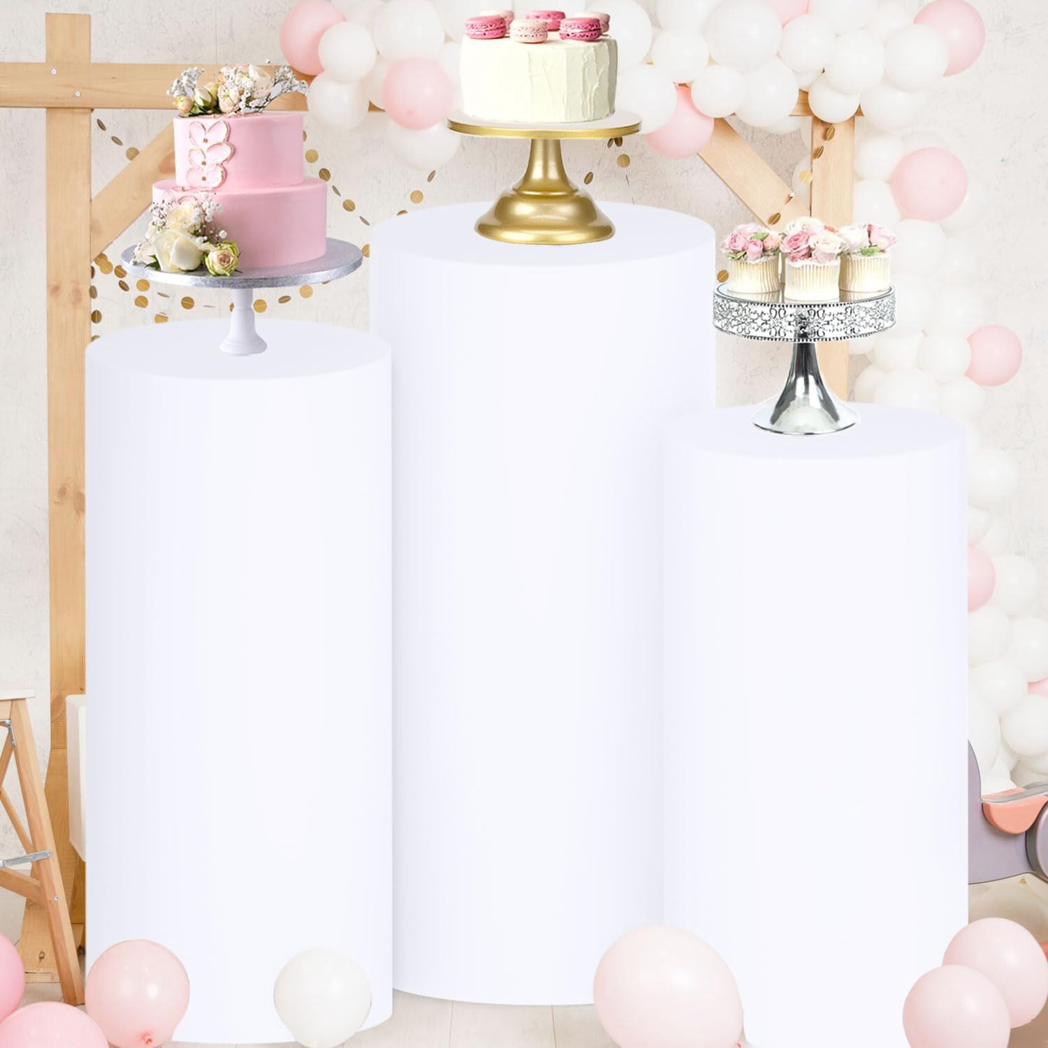 Yeele 1PCS/3PCS/5PCS White Cyl - Dessert Table Backdrop のレビューと価格