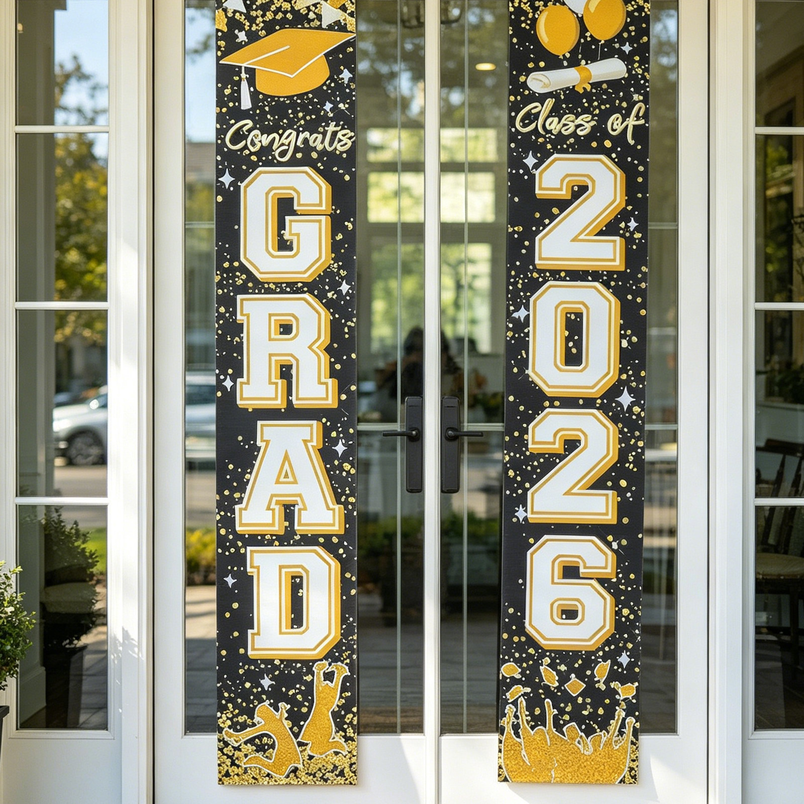 1Pair Graduation Door Couplets - Party Banner Gold のレビューと価格