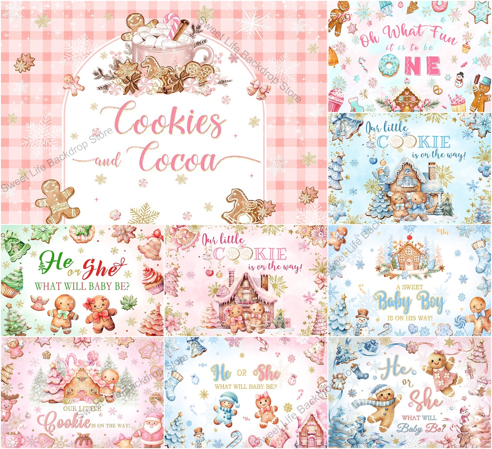 Christmas Gingerbread Baby Sho - Dessert Table Backdrop のレビューと価格