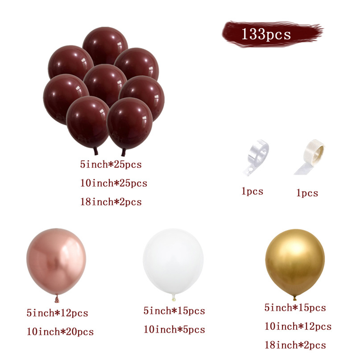 Garnet Balloon Set Garland Arc - Party Event Supplier のレビューと価格