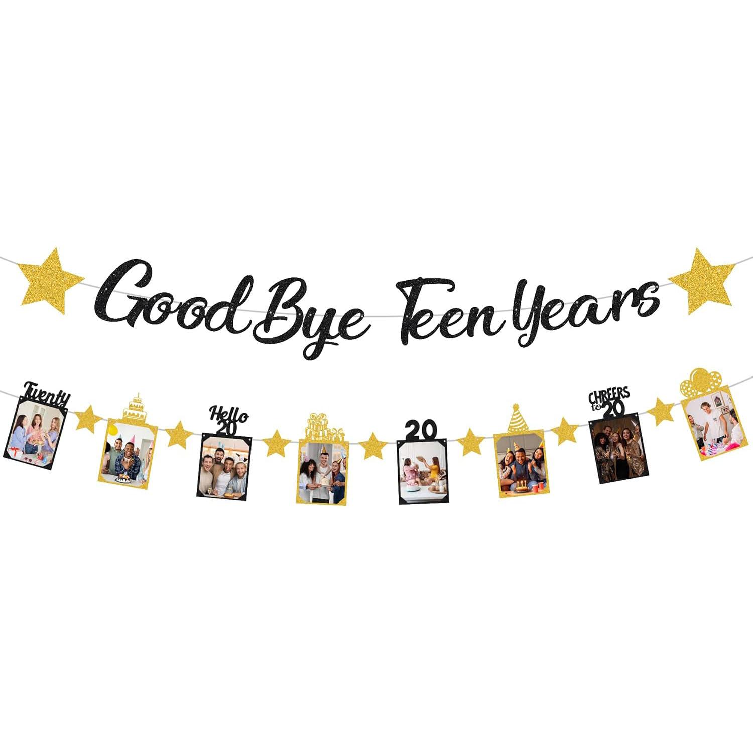 Black Gold Glitter Goodbye Tee - Party Banner Gold のレビューと価格